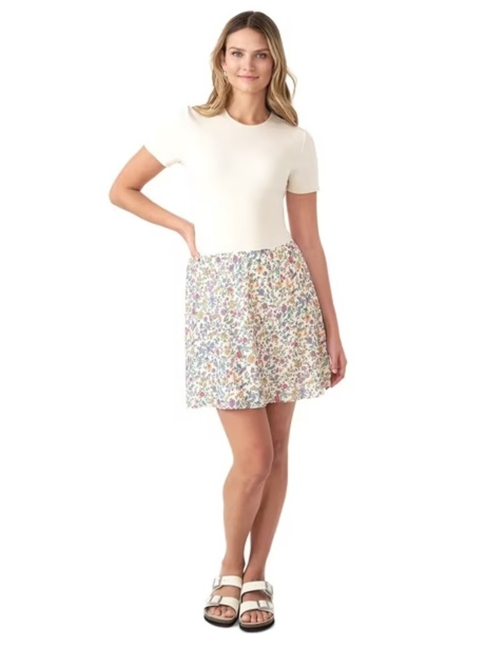 Edited X Hunter McGrady Floral A-Line Mini Skirt - Cream Multi NWT